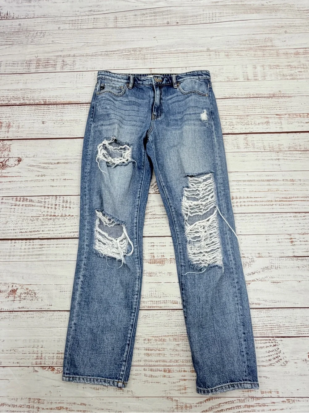 KanCan Size 29 High Rise Boyfriend 100% Cotton Distressed Jeans
